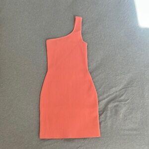 Babaton Peach Asymmetrical One Shoulder Cocktail Dress